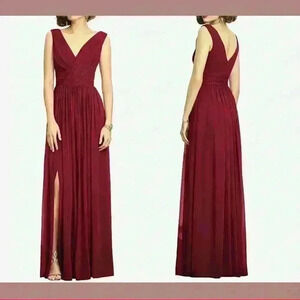 Dessy Collection Sleeveless Draped Chiffon Maxi Dress Burgundy NWT Size 4